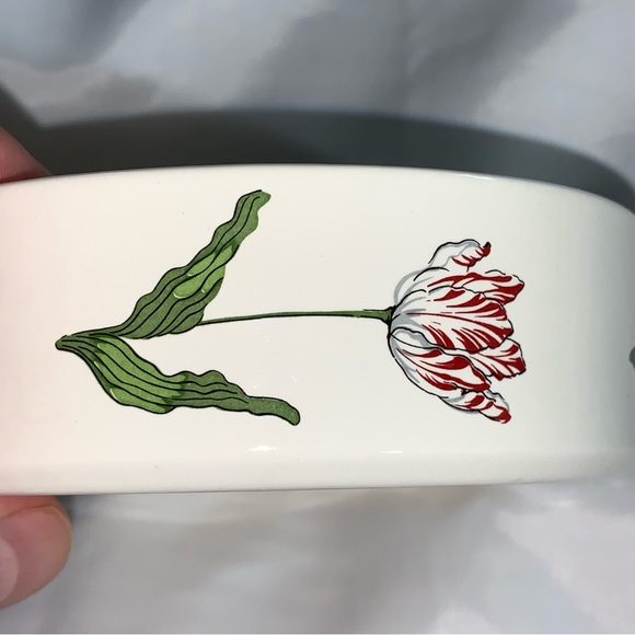 TIFFANY & CO. large Tiffany Tulips TRINKET BOX powder box PORCELAIN - Picture 7 of 10